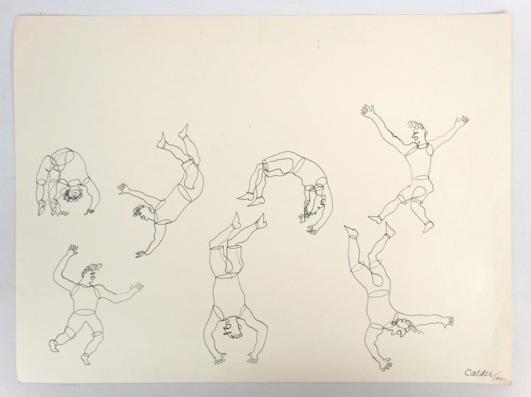 Alexander Calder (1898-1976): Alexander Calder (1898-1976), floating figures, print from portfolio. 12 3/4" x 17".