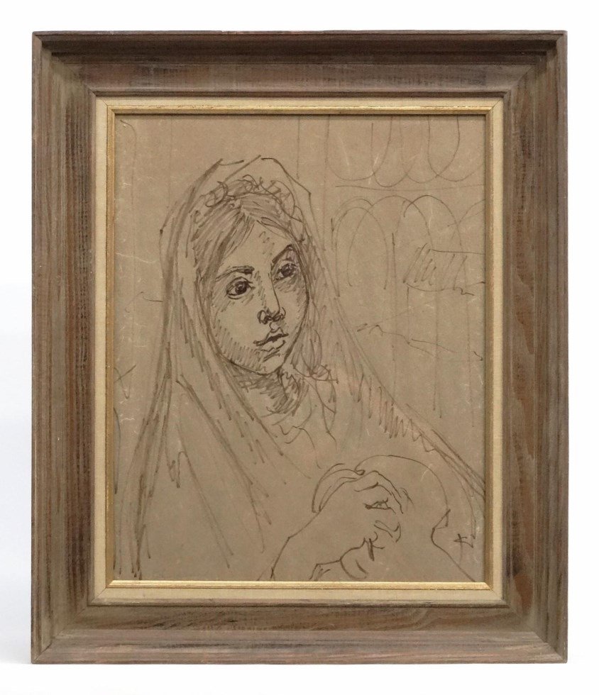 Marion Greenwood (1909-1970): Marion Greenwood (N.Y./Mexico 1909-1970), mother with child, watercolor on paper, signed LLC. Sight 19 1/4" x 15 1/2".