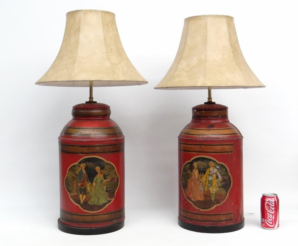Pair Tole Cannister Lamps (1 of 4)