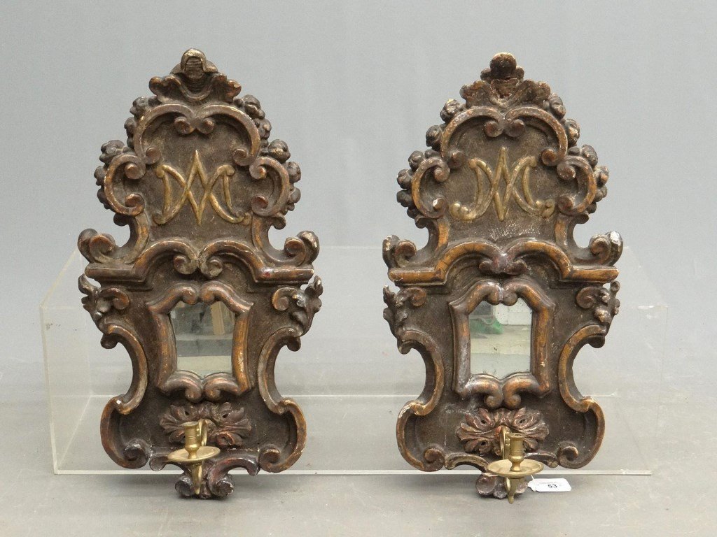 Pair Italian Wooden Wall Sconces (1 of 6)