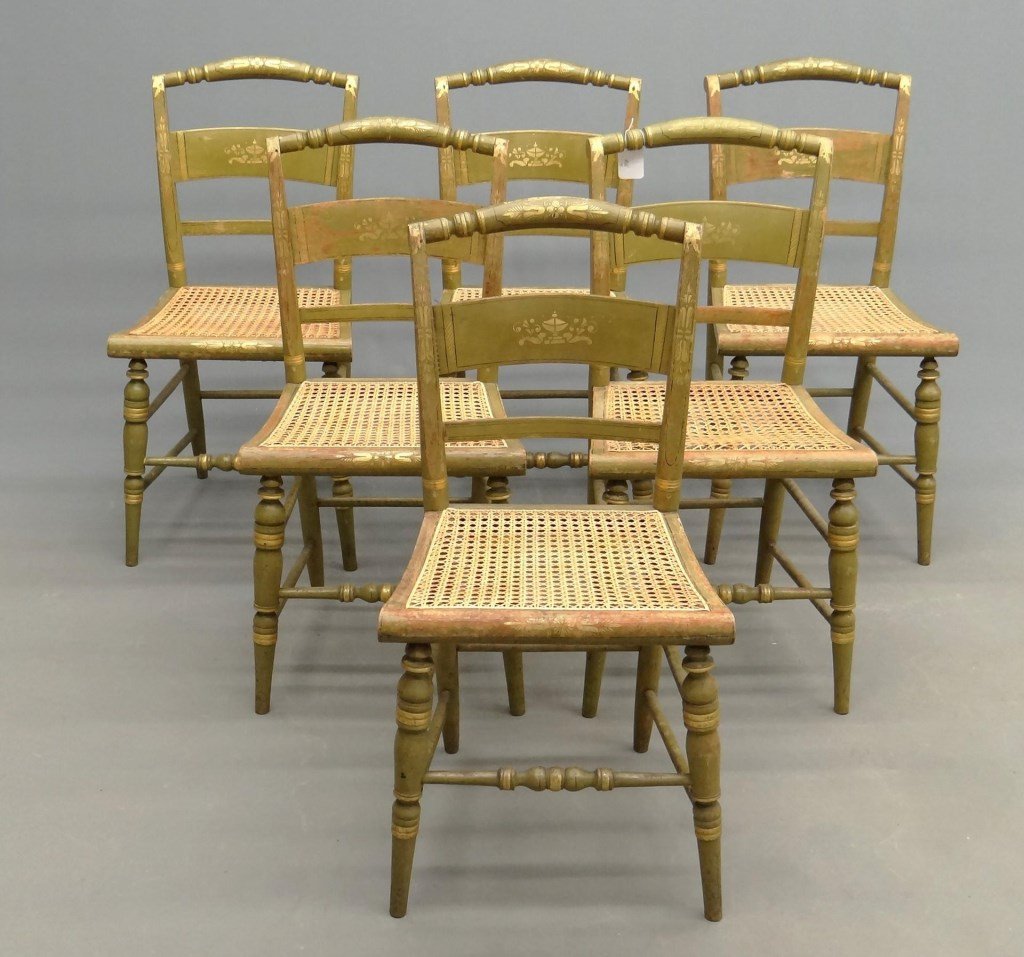 Set Of 19th c. Painted Hitchcock Chairs (1 of 10)