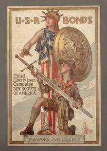 World War I Poster: World War I poster "USA BONDS THIRD LIBERTY LOAN CAMPAIGN BOY SCOUTS OF AMERICA" (American Litho Company, J. C. Leyendecker). 20" x 30".