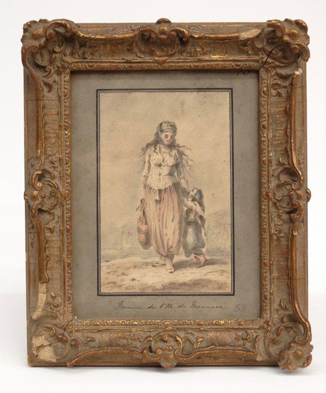 French Watercolor Of Woman And Child (1 of 5)