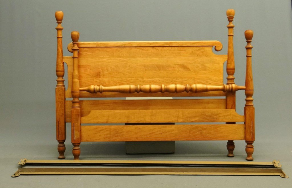 Bed: Bed consisting of headboard, footboard and rails. 56" x 46" Ht. with 80" rails.
