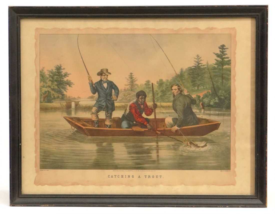 Currier Print "Catching A Trout" (1 of 8)
