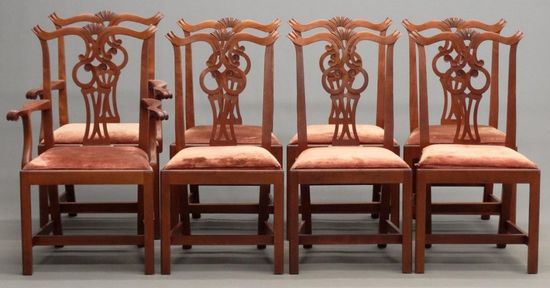 Set Of (8) D. R. Dimes Chippendale Style Chairs (1 of 10)