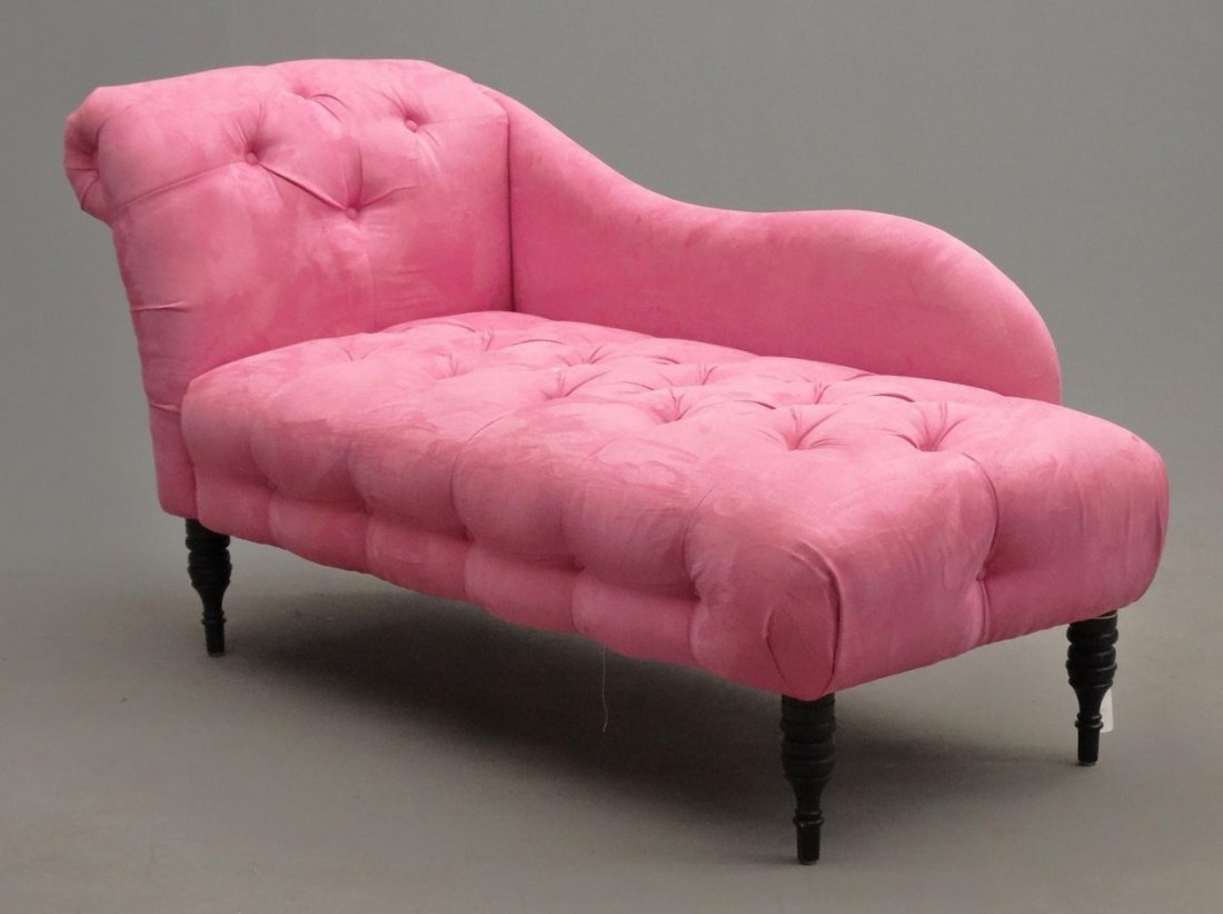 Fainting Couch: Decorative fainting couch with turned legs. 63" x 28" x 32" Ht.