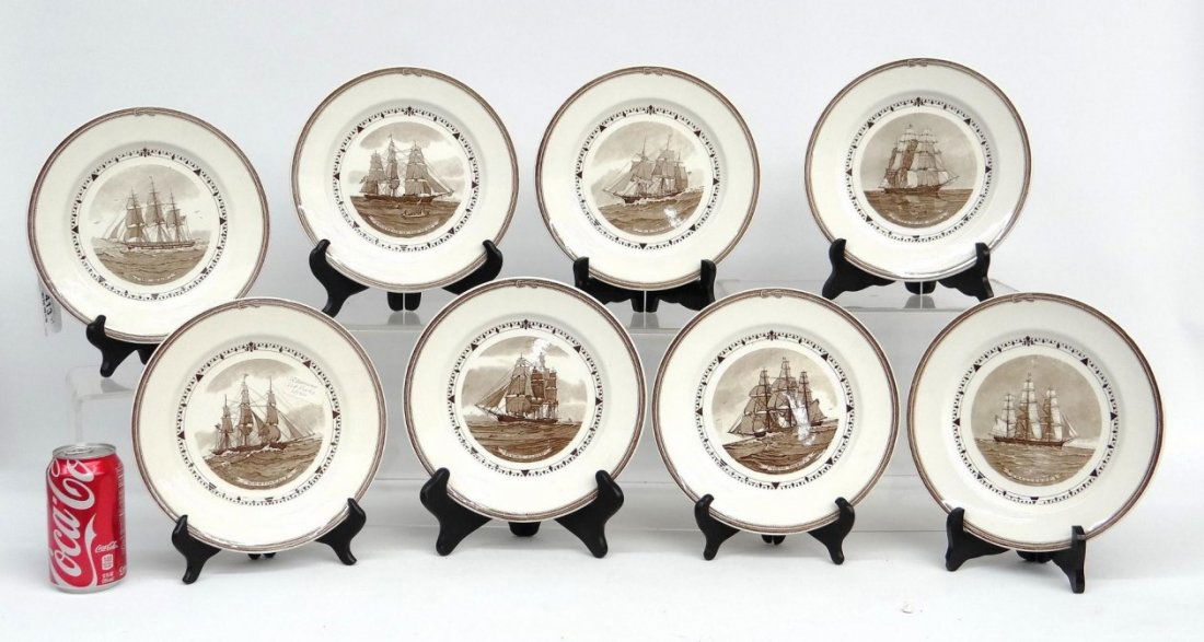 Set Of "American Clipper Ship Plates": Set of eight "American Clipper Ship" plates. 9" D.