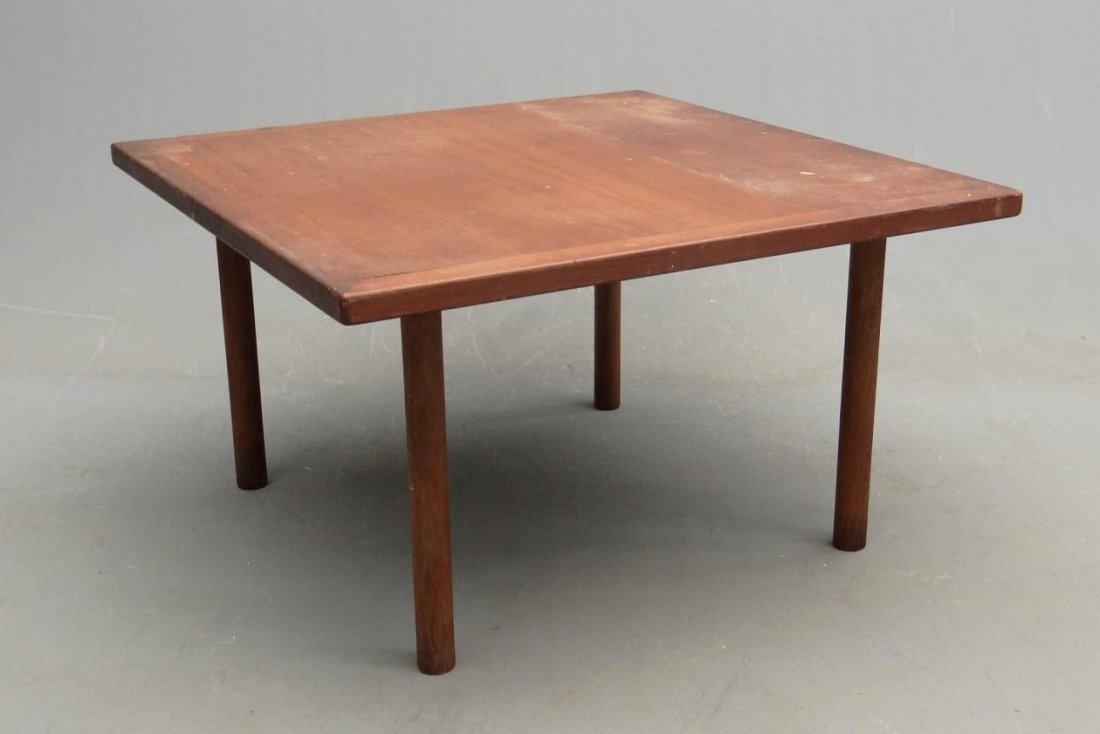 Hans Wegner For A. Tuck Coffee Table: Hans Wegner For A. Tuck coffee table. Marked underside. Slight damage to top. 33" x 33 1/2" x 19" Ht.