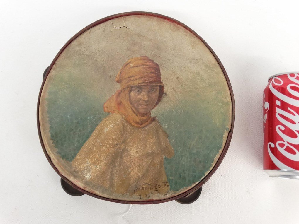 19th c. Hand Painted Tambourine (1 of 6)