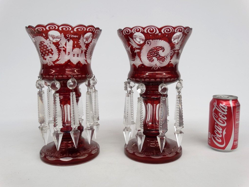 Pair Cranberry Glass Garnitures (1 of 9)