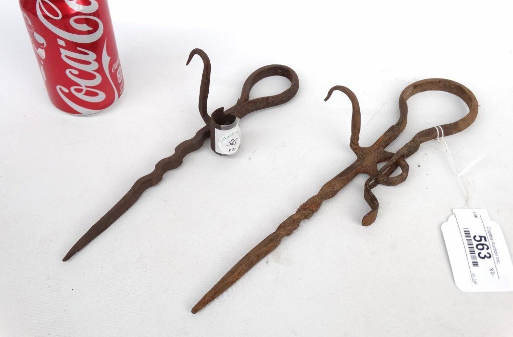 Metalware Lot: Lot of (2) blacksmith made "Sticking Tommy's". 10" and 12" L.