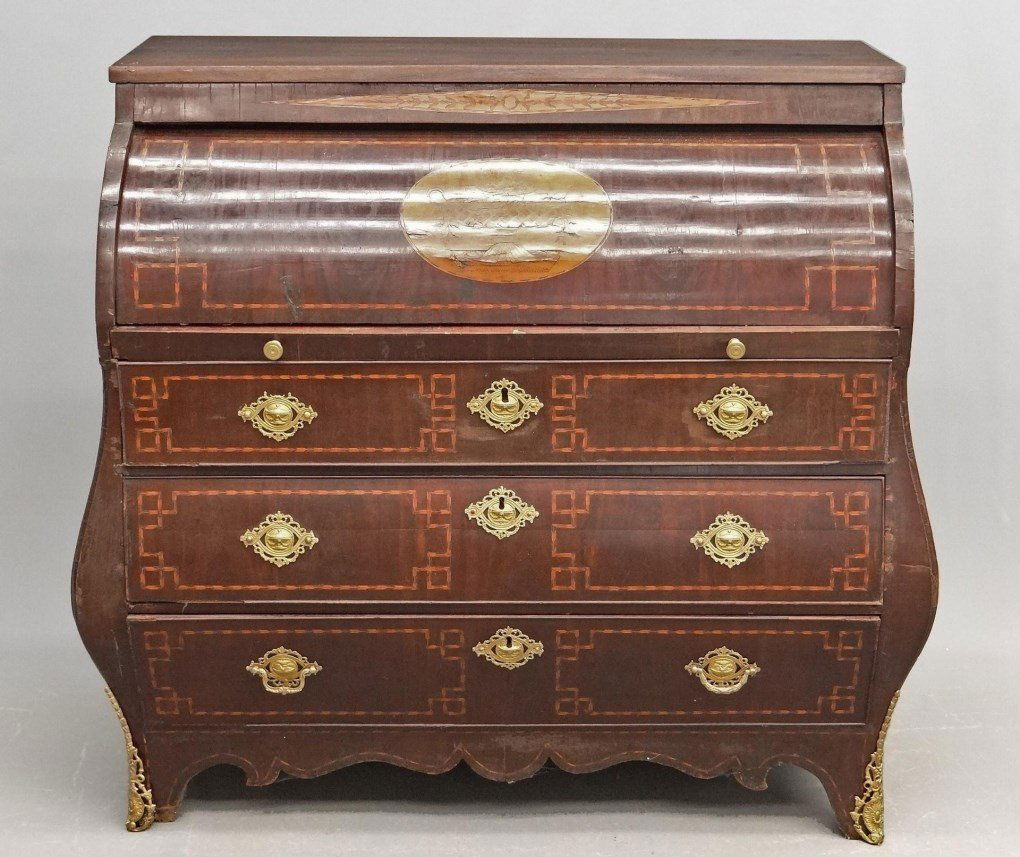 Continental Inlaid Cylinder Roll Desk (1 of 10)