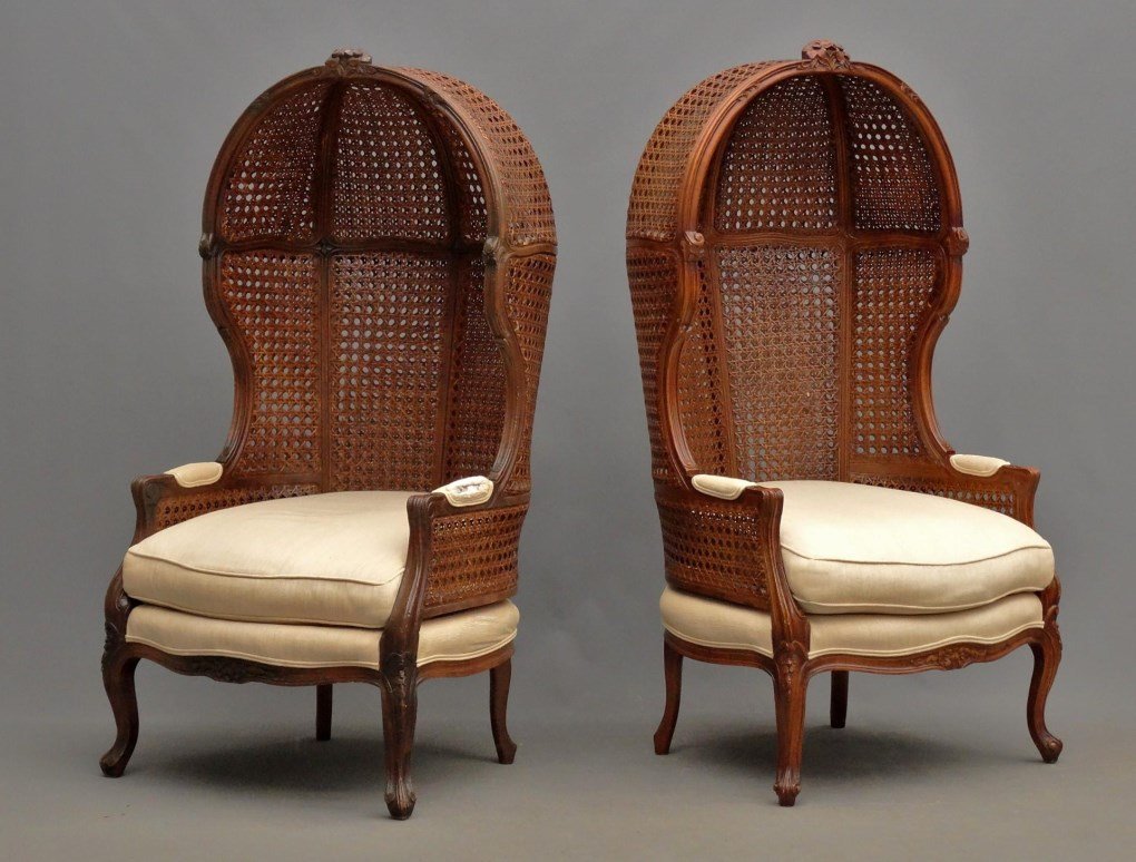 Pair French Caned Porter's Chairs (1 of 10)