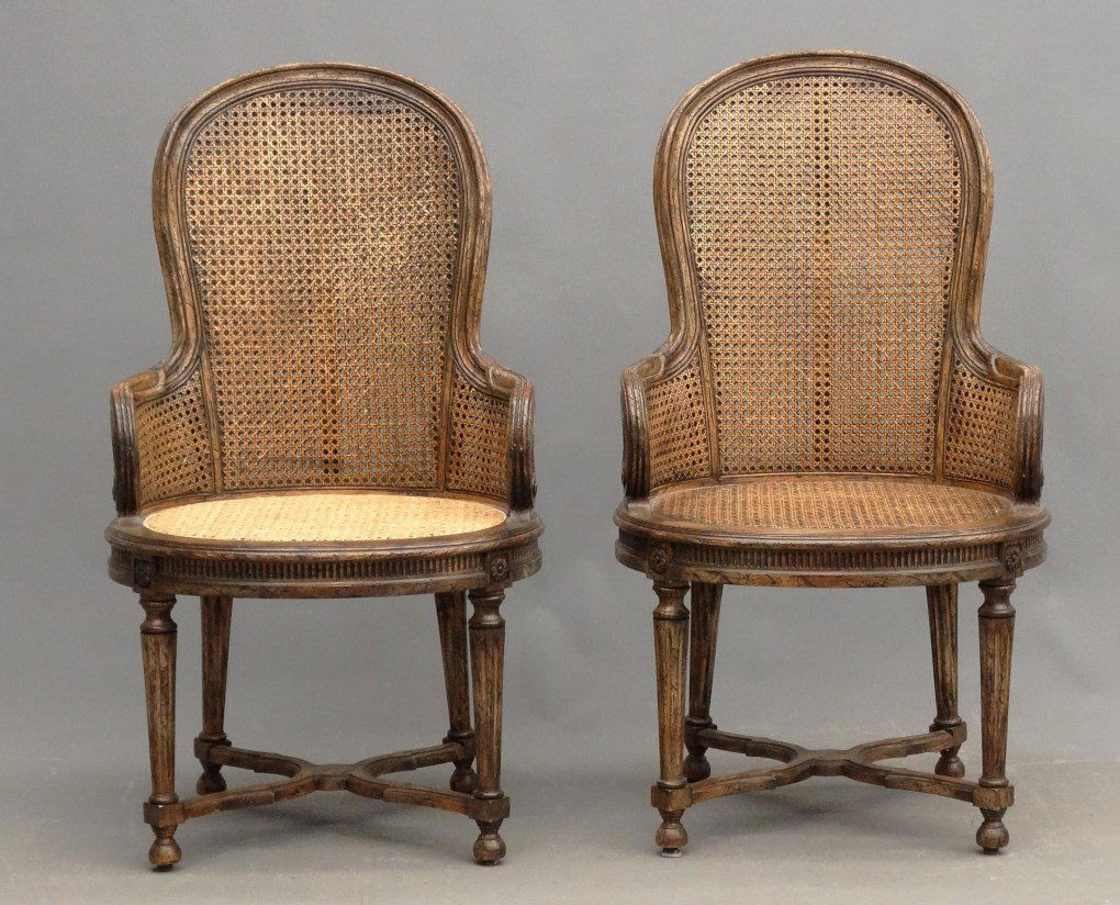 Pair French Caned Chairs (1 of 9)