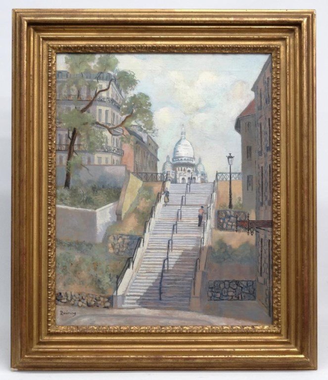 Edmund Quincy (1903-1997): Edmund Quincy (1903-1997), "Sacre Coeur", oil on canvas, work 25" x 20", sigend LLC "Quincy". This painting was included in an exhibition at Hirschl & Adler Galleries, N.Y.C., in 2000, titled "Spirit