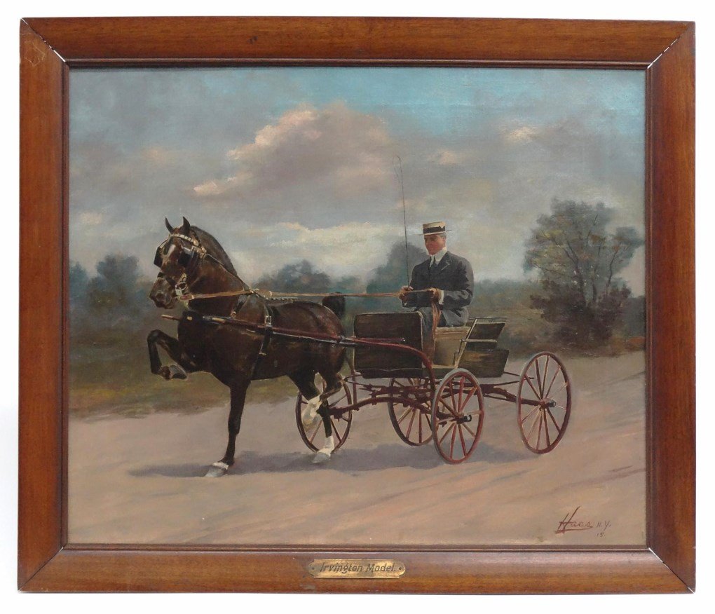 Haas (American 20th Century), "Irvington Model": Hass (American 20th Century), "Irvington Model", oil on canvas. Signed LRC "Haas N.Y. '15". Retains plaque on frame "Irvington Model". Work 20" x 24".