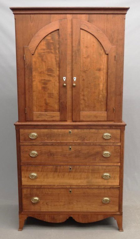 19th c. Hepplewhite Cherry Linen Press (1 of 10)