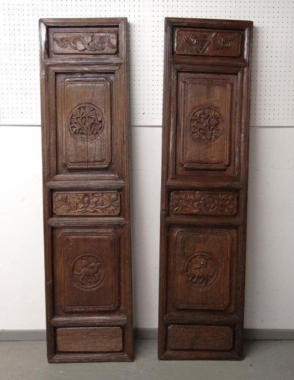 Pair Carved Asian Panels (1 of 5)