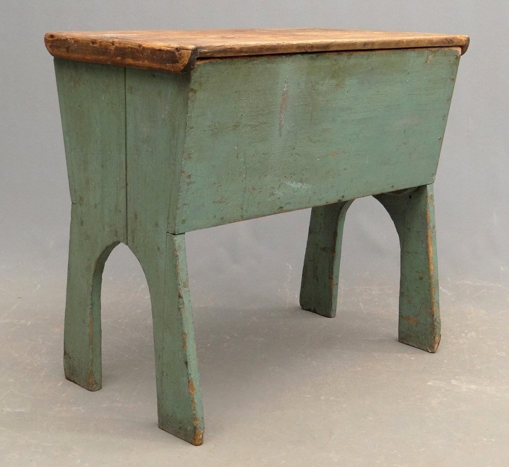 19th c. Dough Box: 19th c. dough box with lid. In old green paint. 32" x 18 1/2" x 31" Ht.