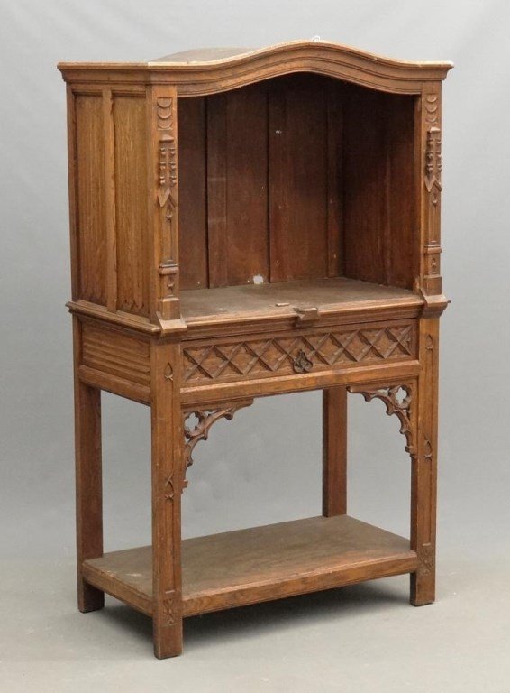 Belgian Cabinet: Belgian cabinet, no doors, back stamped Belgium. 37" x 20" x 62" Ht..
