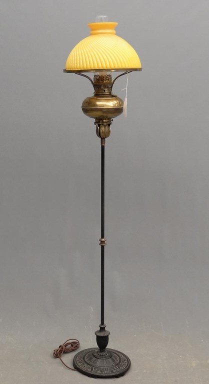 Piano Lamp: 19th c. piano lamp with oil font. Electrified. 57 1/2" Ht.