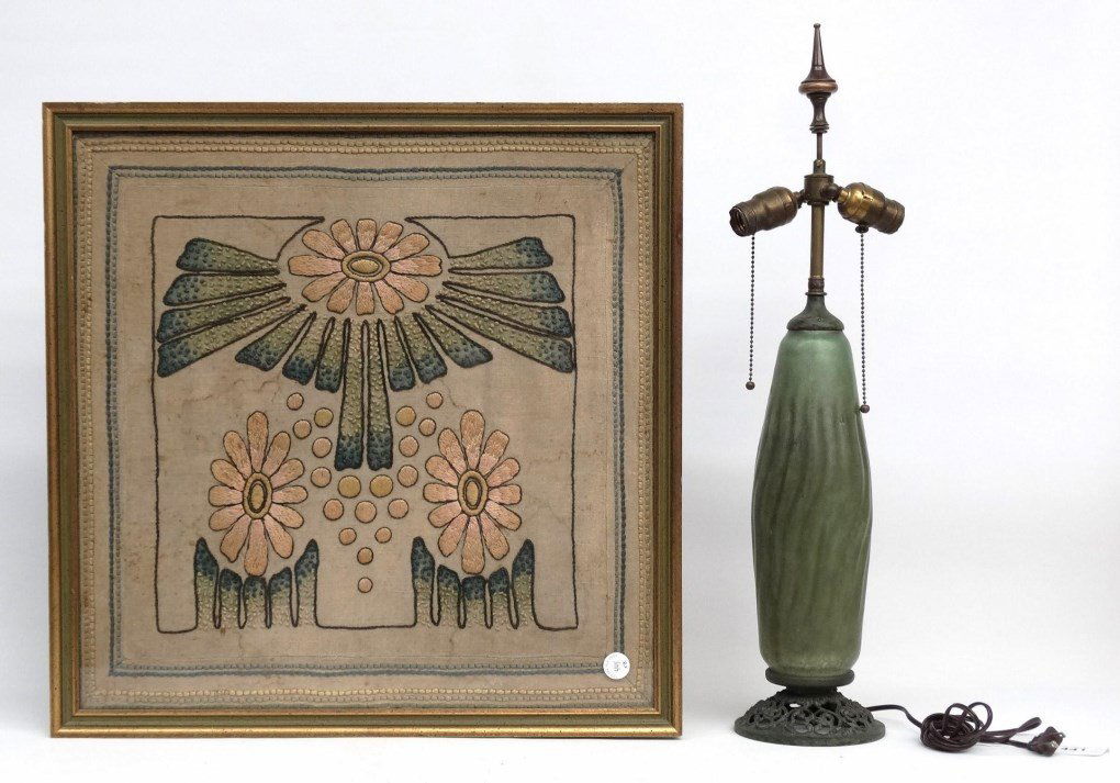 Arts And Crafts Lamp & Linen Lot (1 of 6)