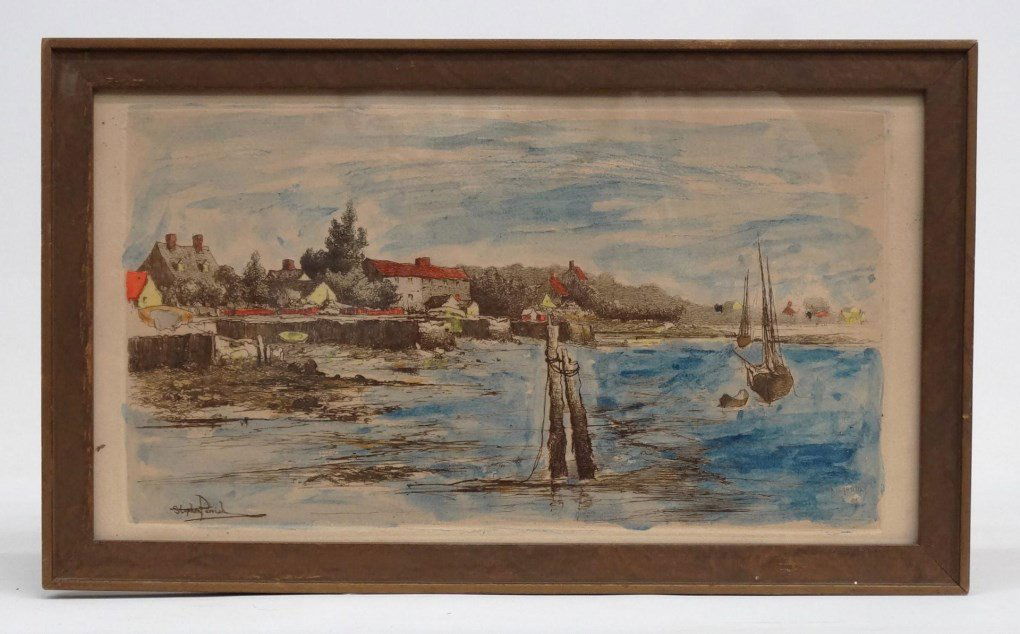 Stephen Parrish (1846-1938): Stephen Parrish (1846-1938), "Annisquam '54", print. Sight 7" x 12 1/2".