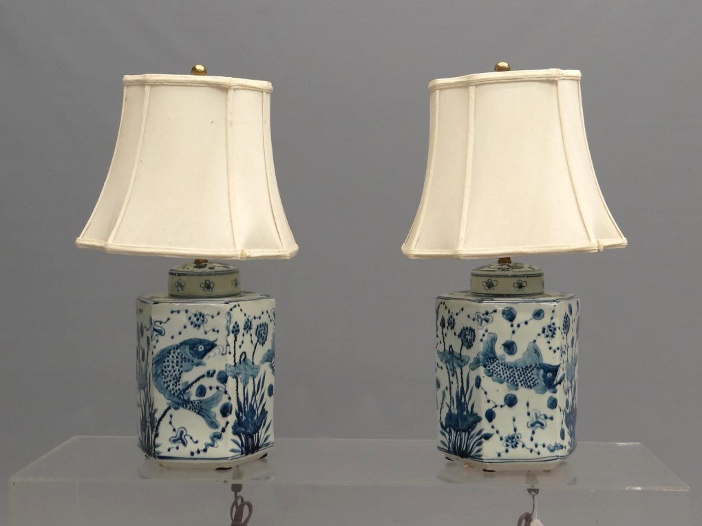 Pair Asian Pottery Lamps (1 of 3)