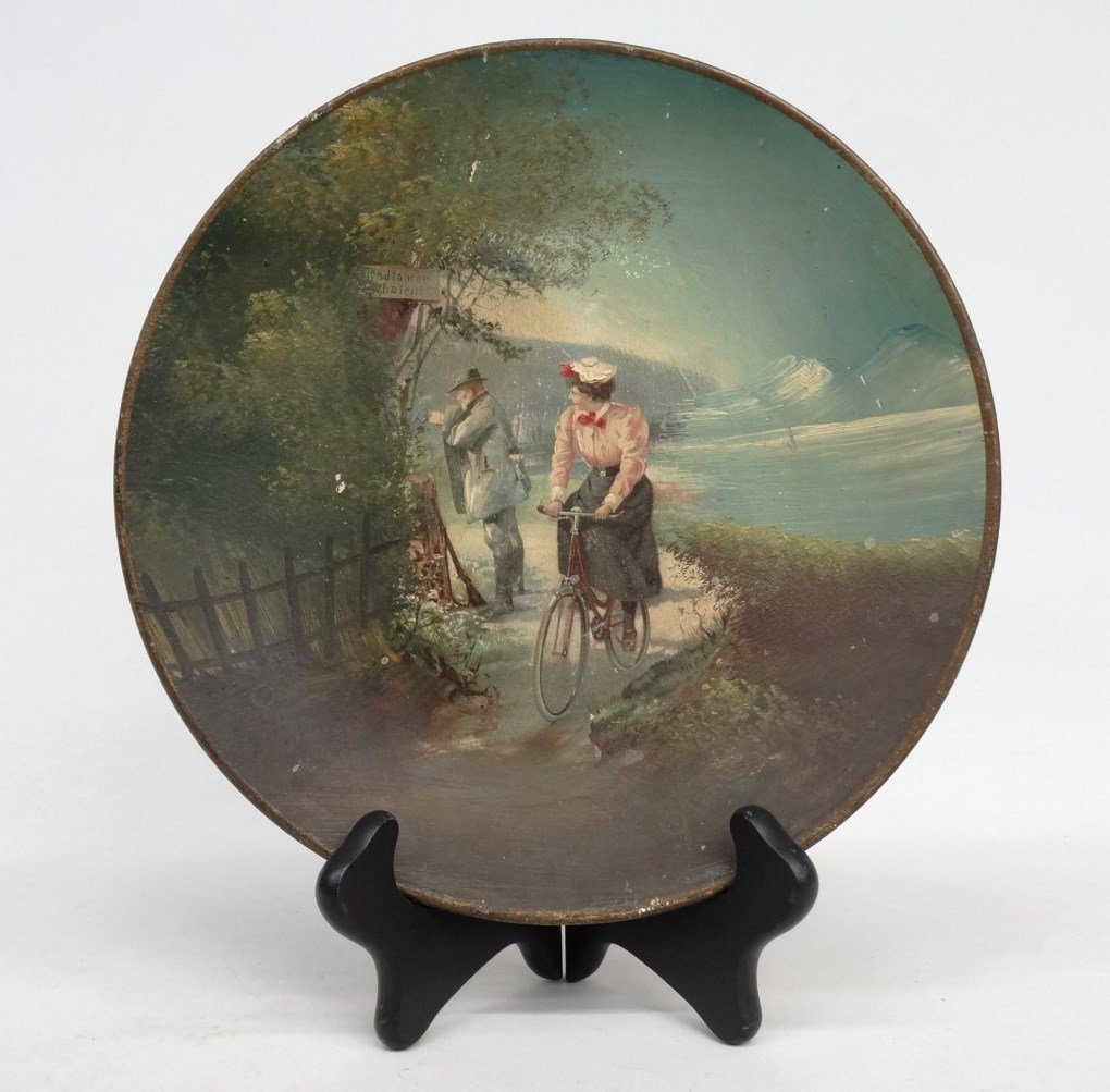 Ceramic Hand Painted Plate With Cyclist (1 of 3)