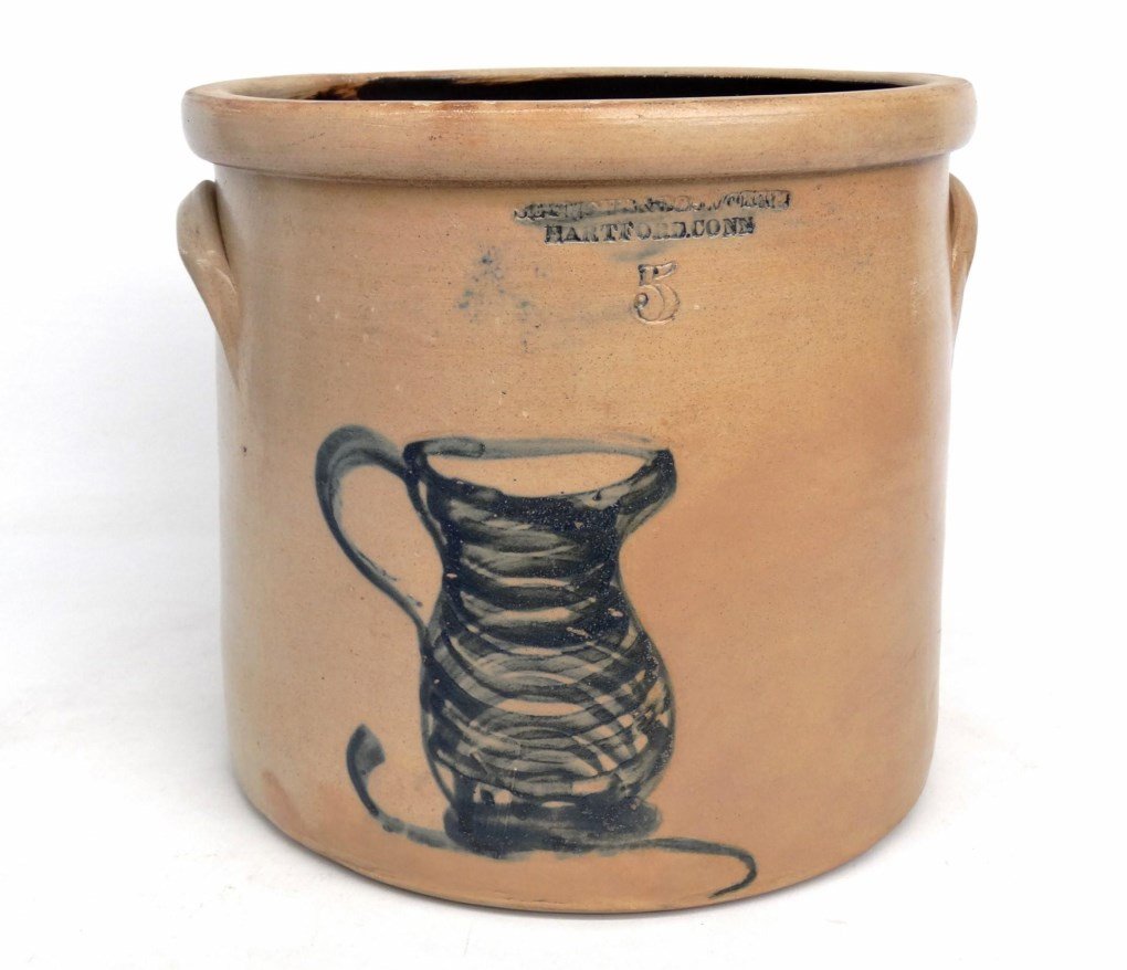 19th c. Stoneware Decorated Crock (1 of 6)