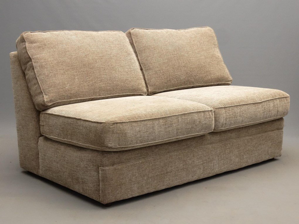 Rowe Sofa: Upholstered sofa. Labeled Rowe. 62" x 31" x 31" Ht..