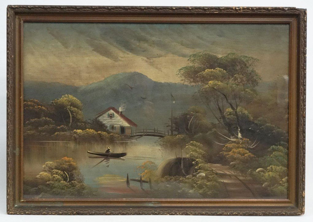 Continental School, Landscape With Figure In Boat (1 of 3)
