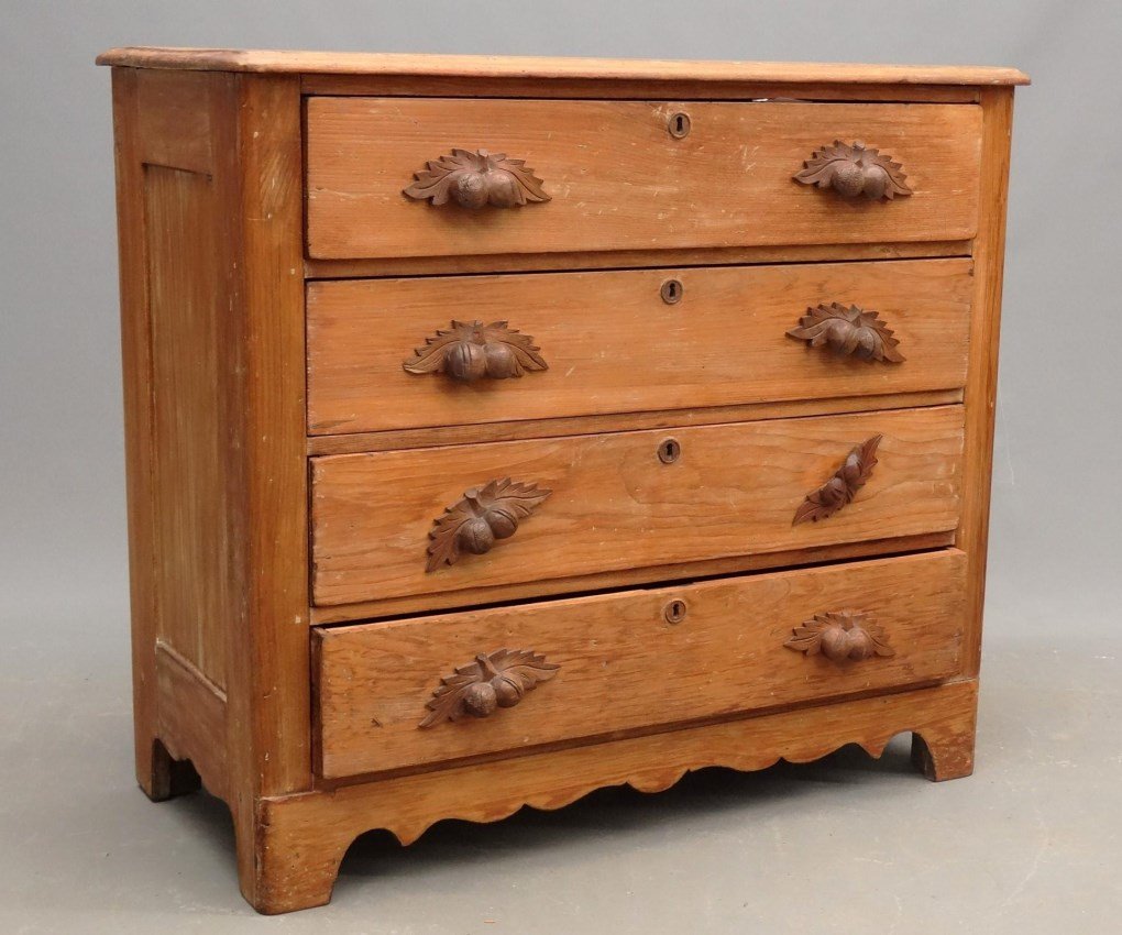 19th c. Cottage Pine Chest of Drawers (1 of 7)