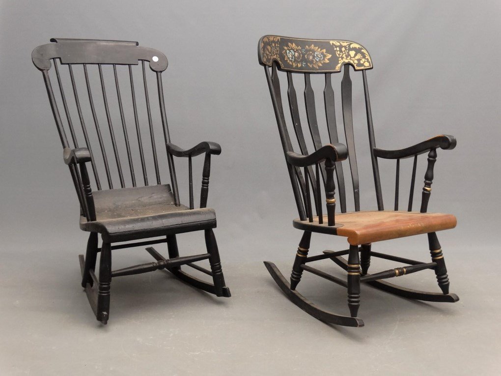 Rocking Chair Lot: Lot (2) rocking chairs including Hitchcock and Boston style.