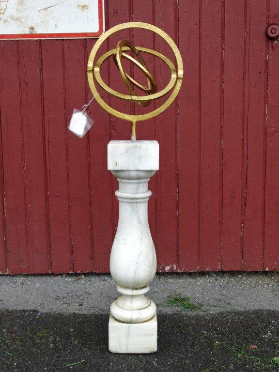 Armillary Sphere: Armillary sphere on marble base. 41" Ht..