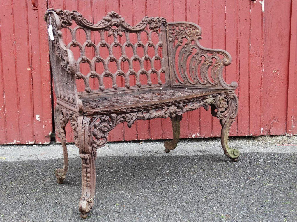 Cast Iron Bench: Cast iron bench. 39" W..
