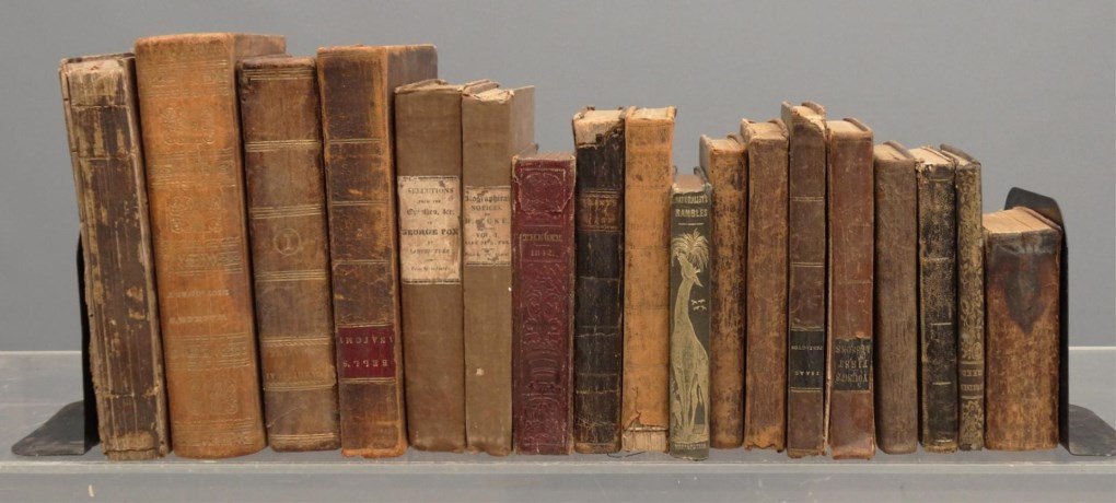 Collection Of Books: Misc. collection of early books. Includes "Bells Anatomy", "The Gem 1842", "Isaac", "Walkers Dictionary", Bible etc..