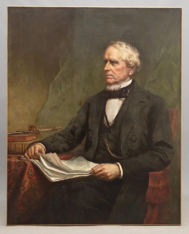 American School, General John Adam Dix: American School, portrait of General John Adam Dix (1798-1879), oil on canvas, 50" x 40". John Adams Dix (July 24, 1798 – April 21, 1879) was Secretary of the Treasury, Governor of New York and Unio