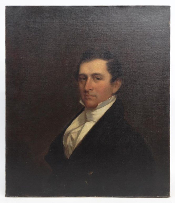 Chester Harding (Mass. 1792-1866): Chester Harding (Mass. 1792-1866), portrait of John Parker, oil on canvas. Unframed 27 7/8" x 24". John Parker was a Captain of the minutemen at the battle of Lexington Mass. in 1775.