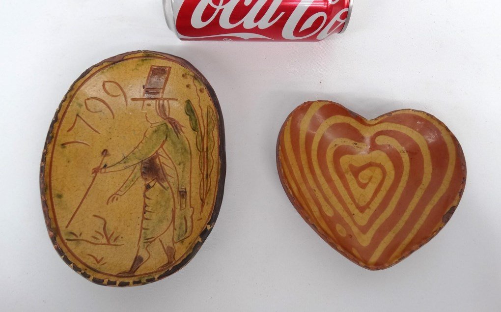 Greg Shooner Redware Lot: Lot (2) pieces signed Greg Shooner pottery. 6" x 4" and 4 1/2" x 4".