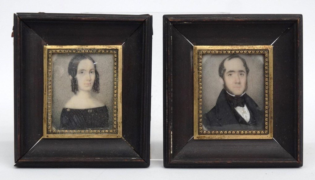 Pair 19th c. Miniature Portraits (1 of 6)