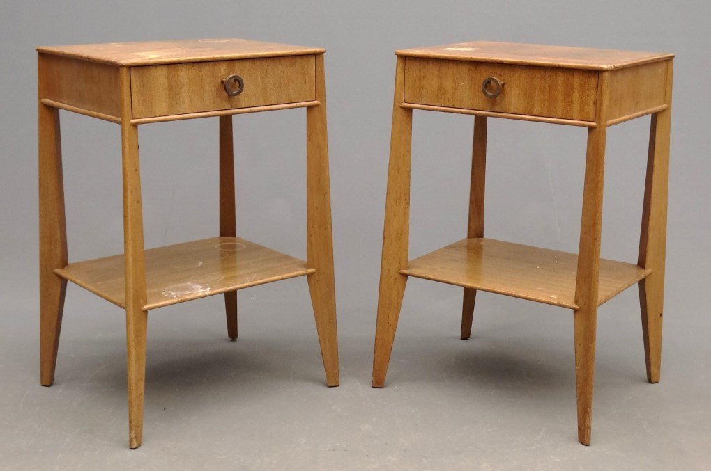 Pair Of Mid Century Night Tables: Pair of Mid Century night tables. 16 1/2" x 13" x 27" Ht..