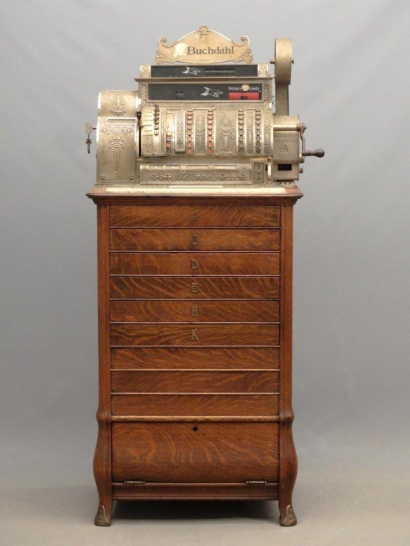 National Cash Register On Oak Base (1 of 10)