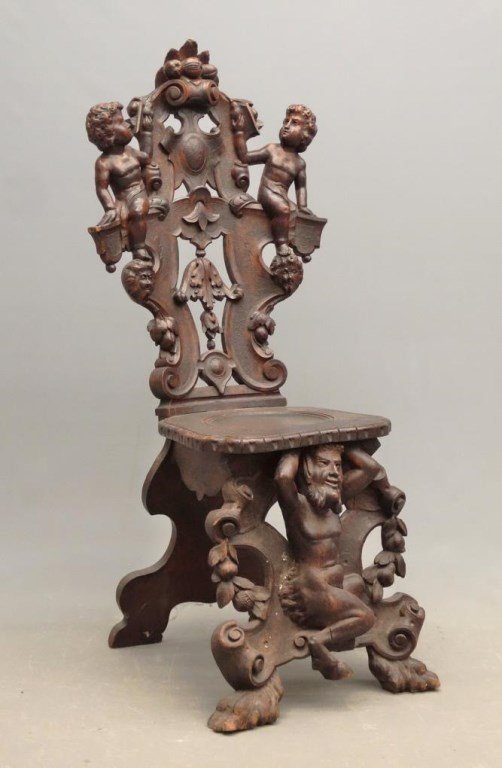 19th c. Carved Continental Chair (1 of 8)
