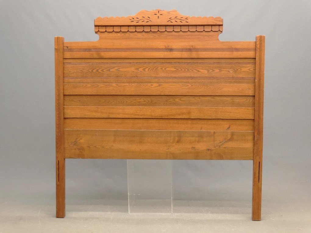 Oak Headboard: Victorian oak headboard. 54" W., 55" Ht..