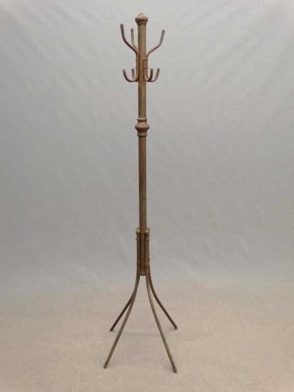 Coat Rack: C. 1900's brass coat rack. 69" Ht..60