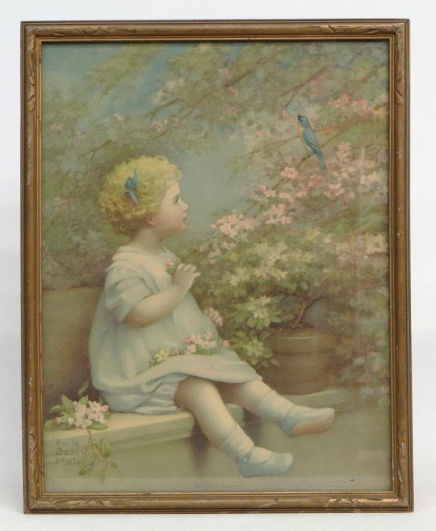 Annie Benson Muller "The Song Of Happiness": Annie Benson Muller "The Song Of Happiness", print. Sight 17" x 13 1/2".