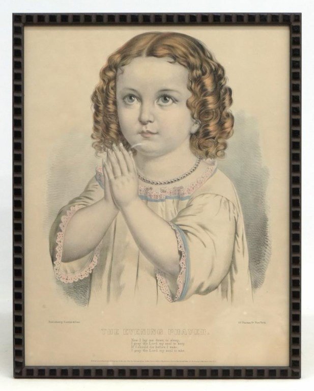 "THE EVENING PRAYERS", Currier & Ives Print (1 of 5)