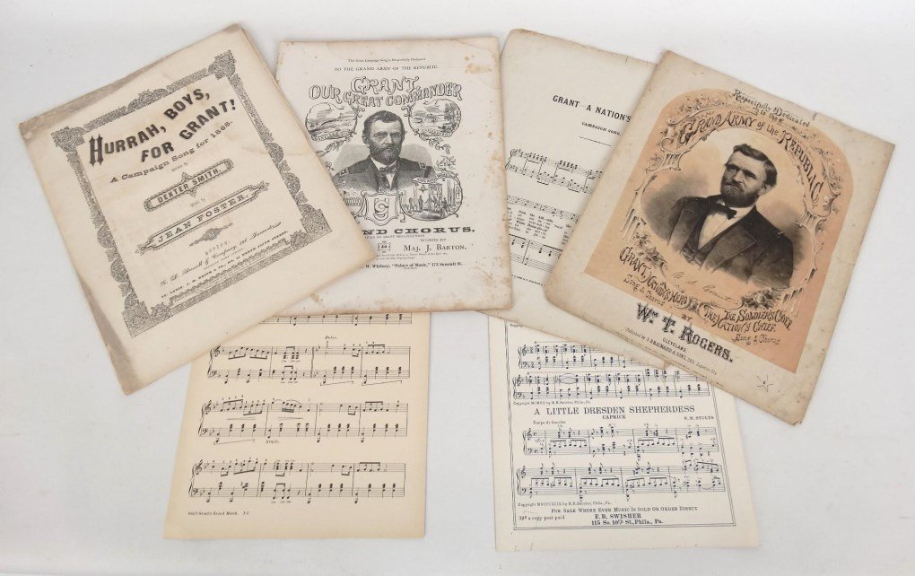 U.S Grant Civil War Sheet Music: Lot of (4) pieces of Civil War period U.S. Grant sheet music. Sleeves included.
